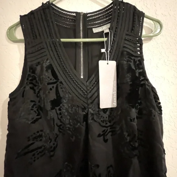 NWT Anthropologie Daniel Rainn Black sleeveless Velvet burnout top SZ S - Picture 3 of 5